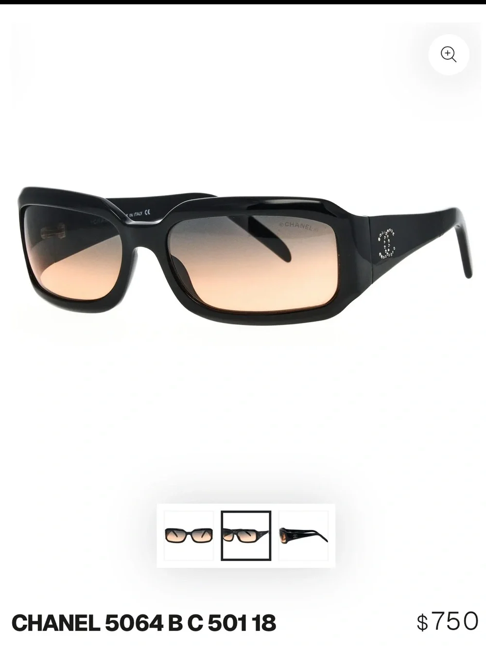 CHANEL Black Frame Sunglasses with Brown Gradient Lenses